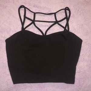 {Charlotte Russe} Black Cage Crop Top